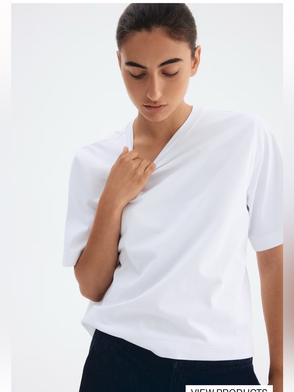 H&M White Pima Cotton Short Sleeve Crewneck Tee